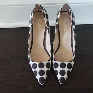 White with black polka dots aldo heels